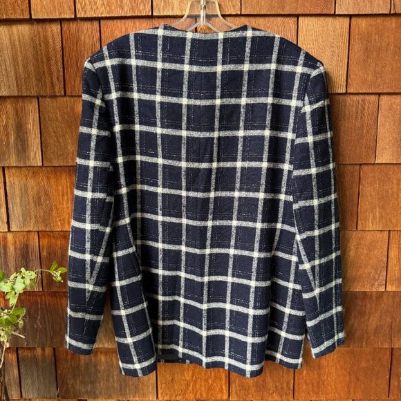 VTG Pendleton Blue Plaid Check Wool 80s Dark Academia USA Women's - Picture 15 of 15